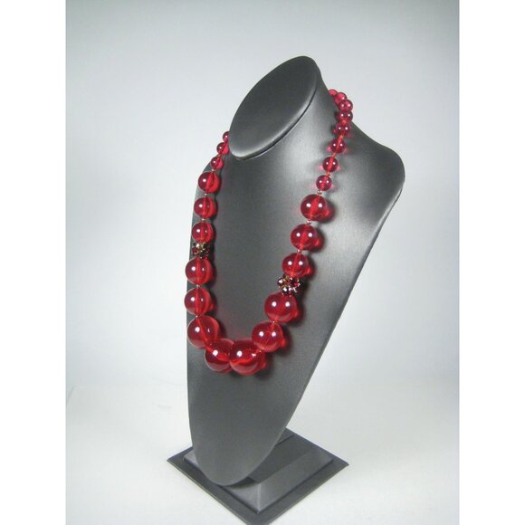 Kate Spade New York Red Lucite Ball Beaded Necklace Designer Signed 26 inch - Picture 4 of 12